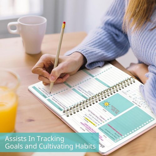 Rosy Undated Weekly Planner - A5 Goal & Habit Tracker Notebook with Spiral Binding, 6.1" x 8.2"