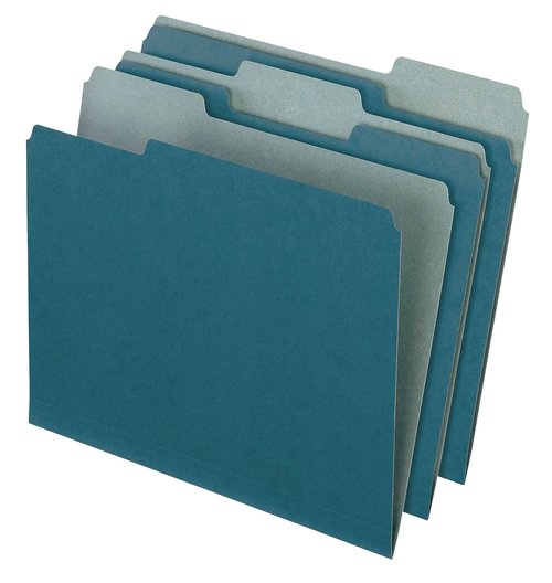 Earthwise by Pendaflex 04302 Recycled File Folders, 1/3 Top Tab, Letter, Blue (Box of 100)