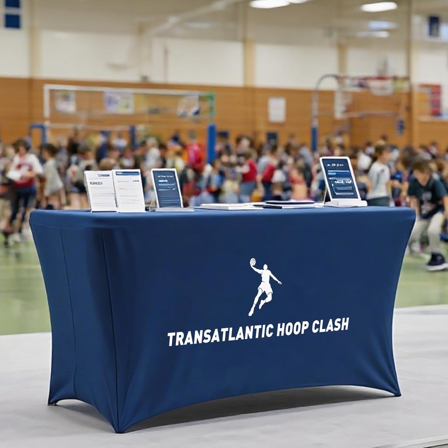 Skiennix Custom Stretch Spandex Table Cloth - Personalized Logo Design for Events | 4FT, 5FT, 6FT, 8FT