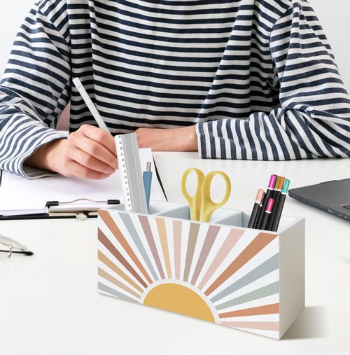 KRHFG Boho Pen Pencil Holder for Office Desk Accessories, Boho Desk Decor, Retro Mid Century Modern Holder Organizer for Toothbrush Makeup Brush