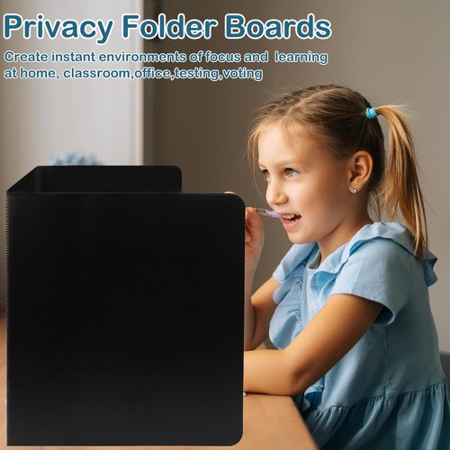 24 Pack Plastic Desk Dividers Black Privacy Folders for Students Study Carrel Divider Classroom Shield Folder Boards for Student Desks Classroom Teacher Supplies Test Divider