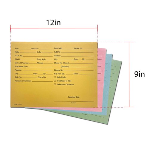 EZ Line Printed Vehicle Deal Record Envelopes 9x12 Jackets 100 Pack (Light Blue Simple)