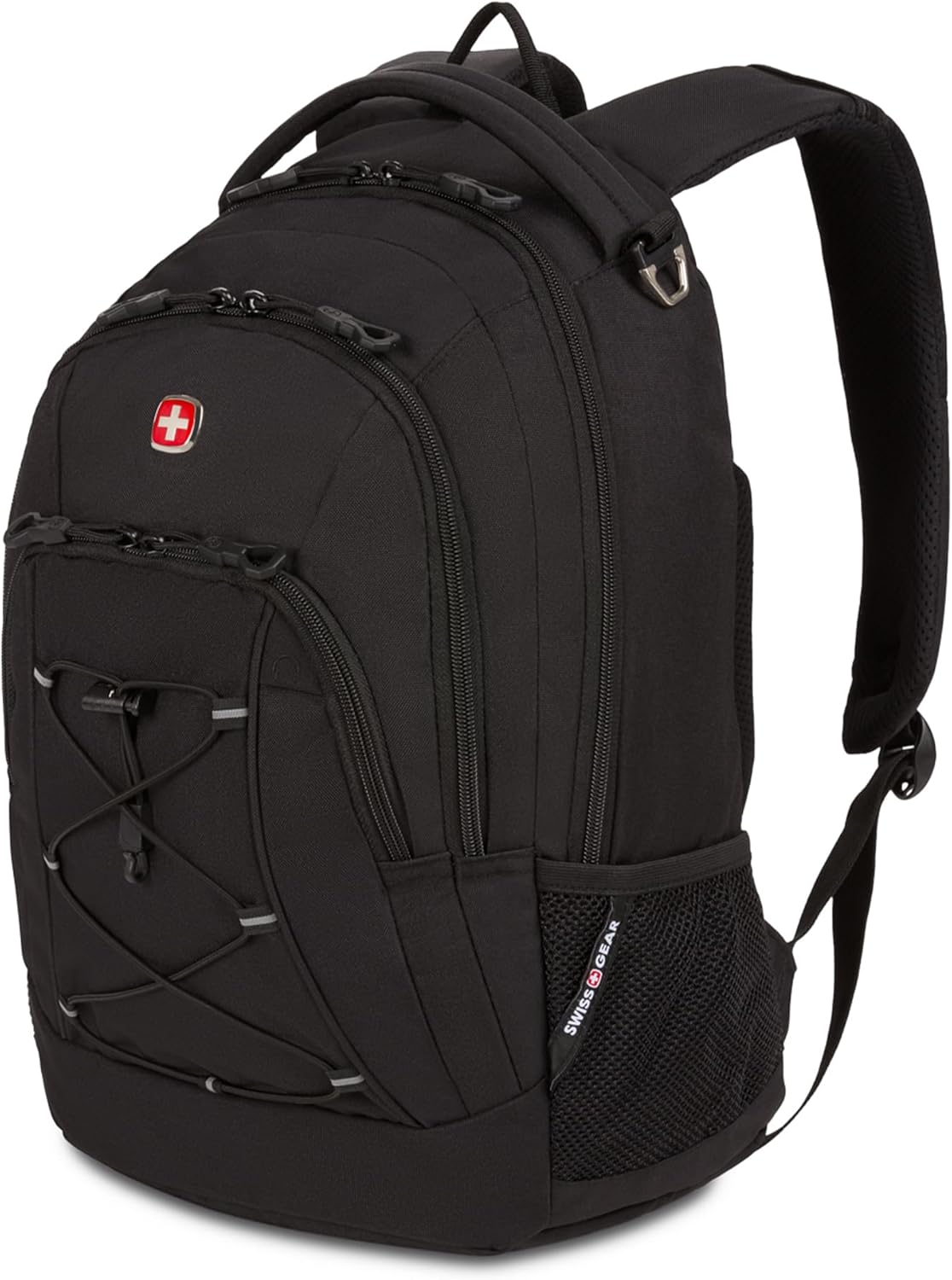SwissGear 1186 Special Edition 13” Laptop Backpack - Compact Black Tech Bag with Reflective Accents & Organizer Pockets
