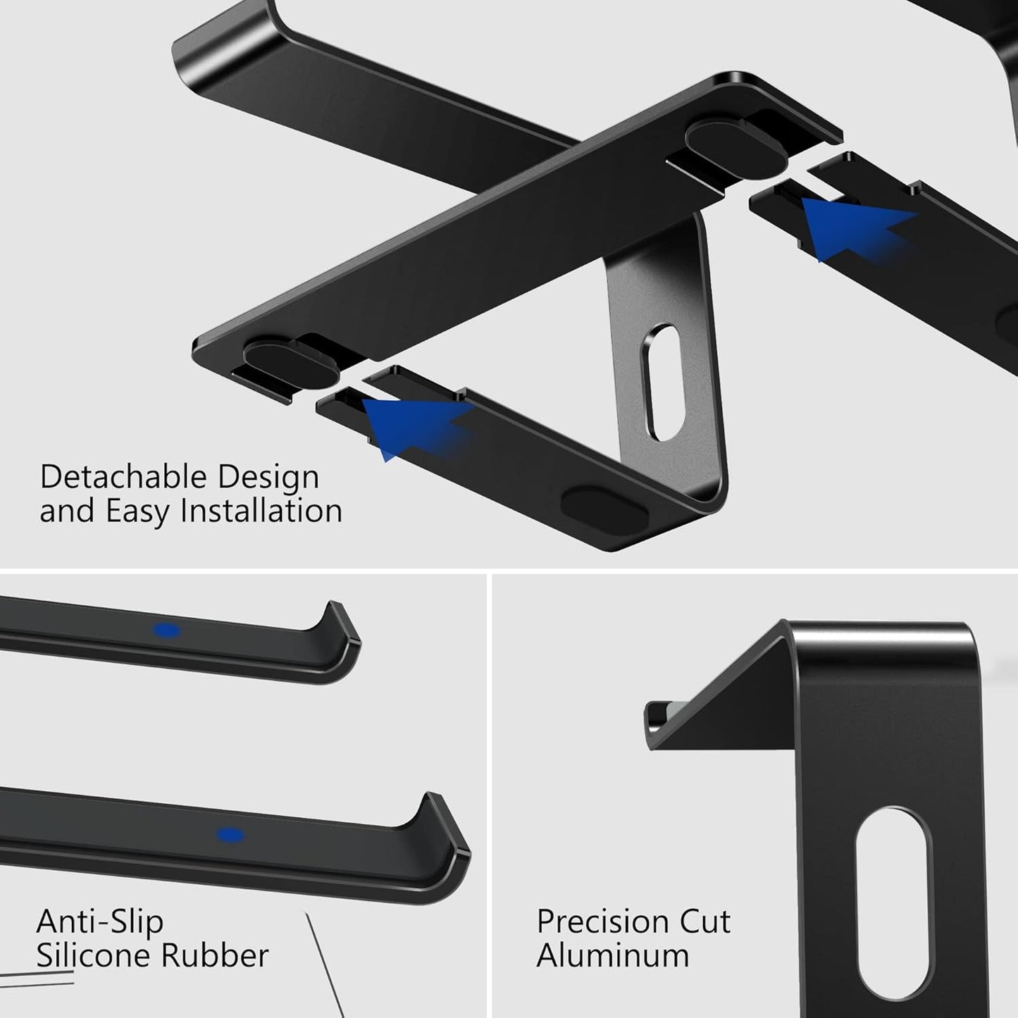 BESIGN LS03 Aluminum Laptop Stand - Ergonomic Detachable Riser for 10-15.6" Laptops | Black