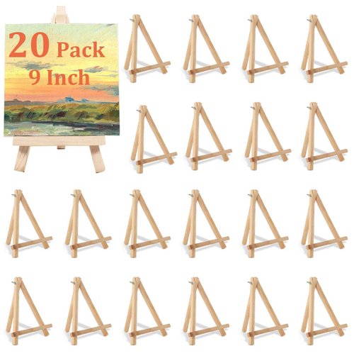 LISHINE 20 Pcs Wood Easel 9 Inch Easel Stand for Painting Canvases, Tripod, Small Kids Student Tabletop Easels for Painting, Canvas Holder Stand for Painting