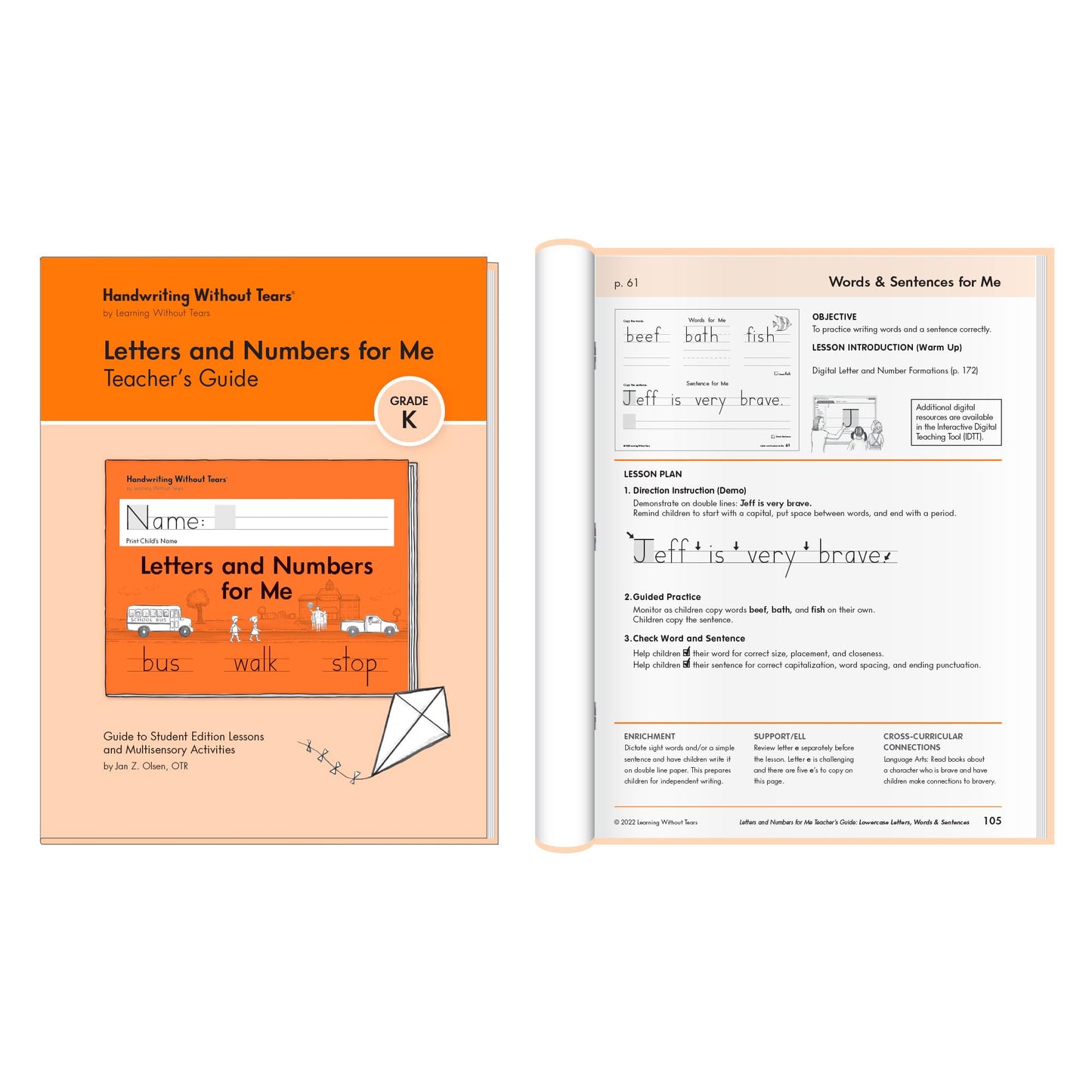 Handwriting Without Tears, Kindergarten Printing Bundle, Age 5+, K+, Student Workbook, Writing Journal & Teacher's Guide, School & Home, Language Arts, Tutoring, Tiny Pencils, Desk Strip