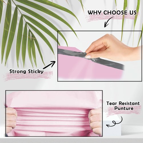 Yens Poly Mailers 6X9 200 Pack Light Pink,Strong Self Seal Adhesive Shipping Envelopes Waterproof for Shipping, Mailing, Packaging M1