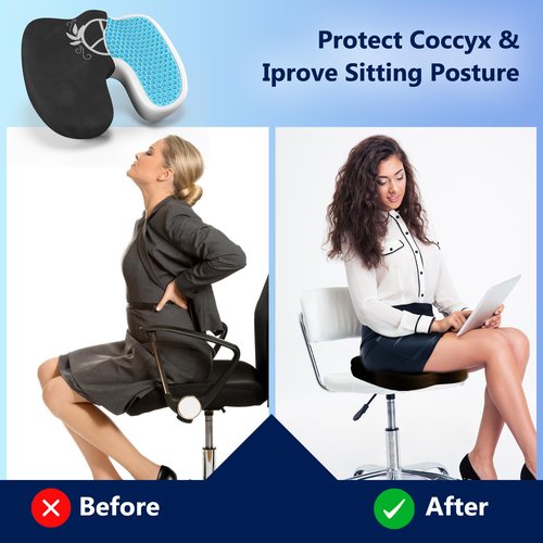 Memory Foam Seat Cushion for Enhanced Comfort,Car Seat Cushion - Pillow Cushion with Cooling Gel, Extra Velvet Cover, and Peace Embroidery