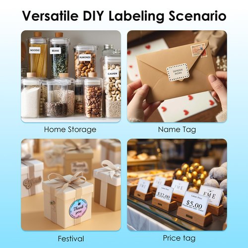 KNAON Bluetooth Label Maker Machine with Tape, Y50P Portable Thermal Sticker Maker for Home Office, Small Bussiness & School – Logo Stickers Printer – Includes 230 Labels, Black