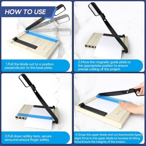 Skiennix A4 Paper Cutter - 12" Titanium Blade Guillotine Trimmer with Corner Rounder | 12-Sheet Capacity for Crafts & Photos