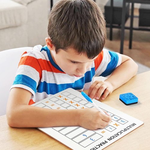 SCRIBBLEDO 10 Pack Dry Erase Multiplication Chart White Board 9" x 12" Multiplication Table l Double Sided Times Table Math Manipulatives Whiteboard for Kids Students Classroom 10 Erasers Included