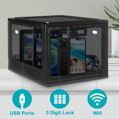 Lalifebuss Combination Lock Boxes for Personal Items, Lockable Storage Box for Office Locker/School/Medicine/Snacks/Phone Jail/Electronic/Home (2 Pack/Black)