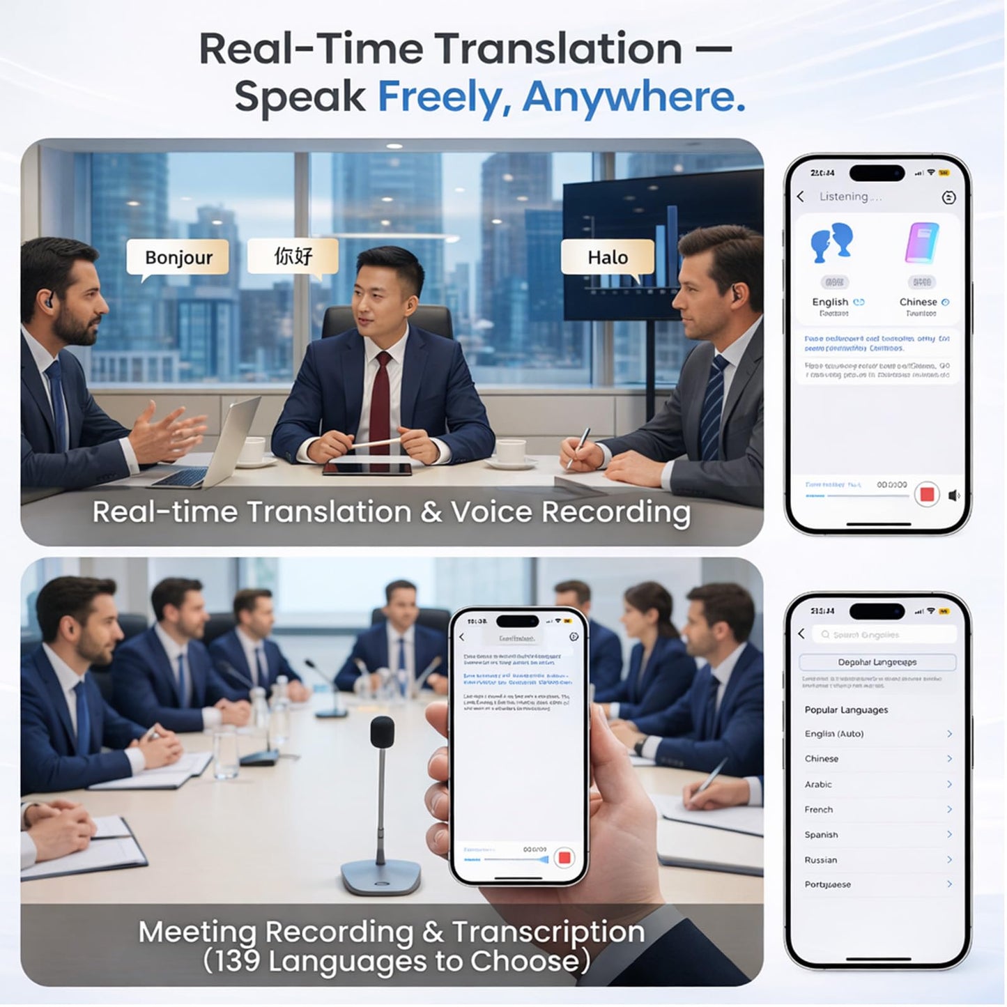 linktoonex AI Translator Earbuds Real Time 139 Languages, Bluetooth Translation Earbuds with LED Display, No Subscription, Open Ear Design for Learning Travel & Business Meetings with Charging Case