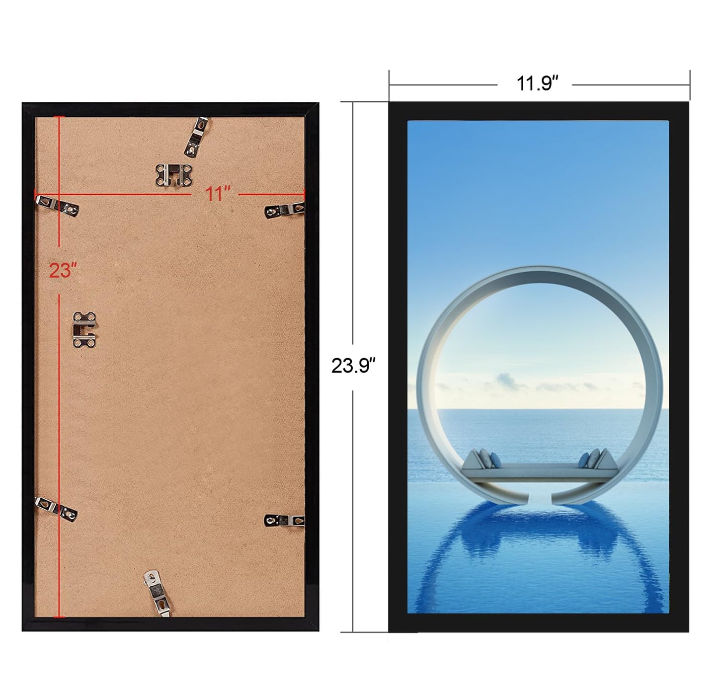 MENNTHUI 11x23 Black Picture Frame, Wall Mounting Horizontally or Vertically, Decoration for Photos, Paintings, Posters, Artwork