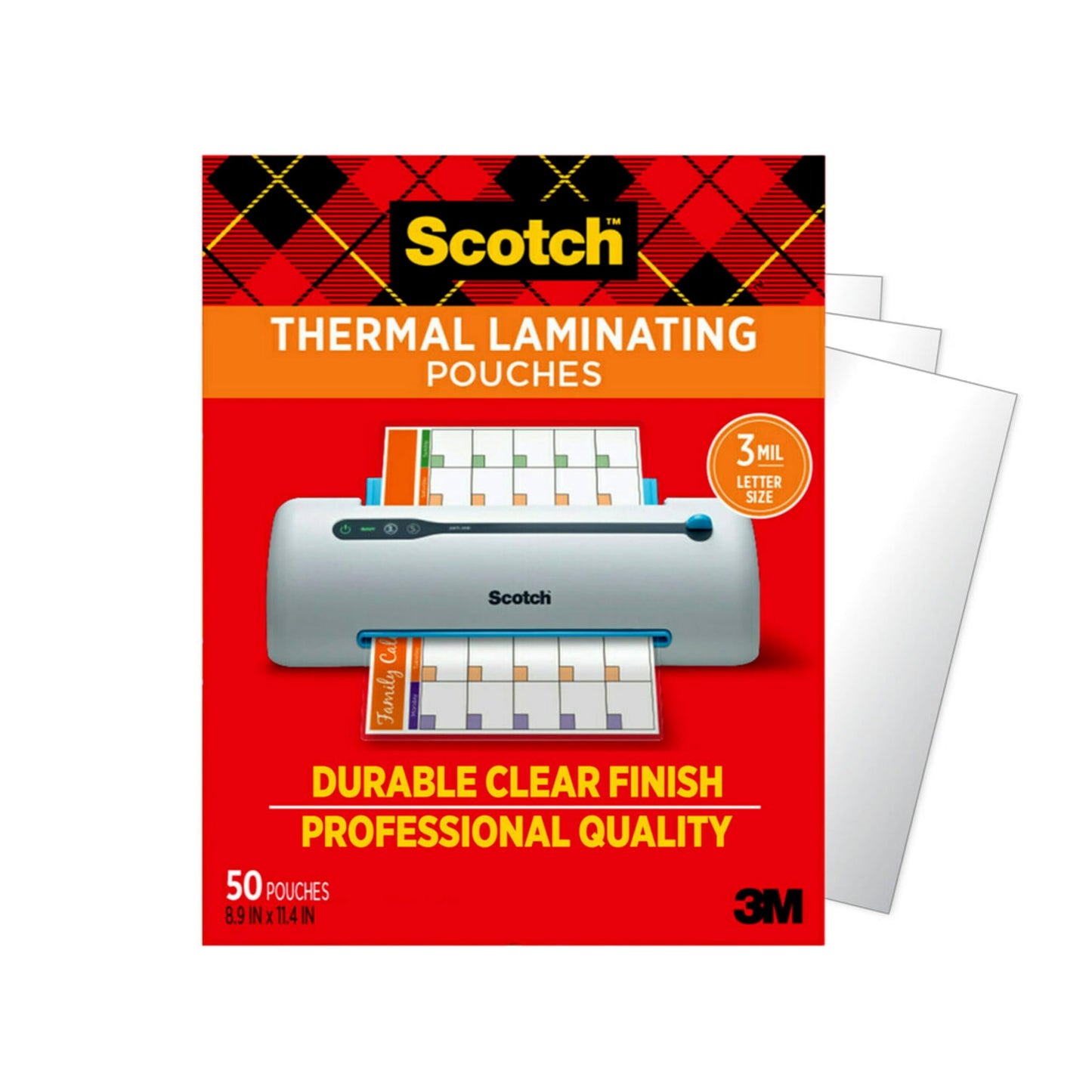 Scotch Thermal Laminating Pouches, 50 Pack Laminating Sheets, 3 Mil, 8.9 x 11.4 Inches, Education Supplies & Craft Supplies, for Use with Thermal Laminators, Letter Size Sheets