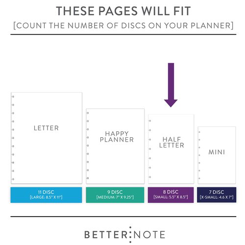 BetterNote Matte Cover for Discbound Planners, fits Disc Notebooks like Levenger Circa, Arc Staples, TUL Office Depot, Happy Planner, MAMBI 365 (Kaleidoscope, 8-Disc, 5.5"x8.5")