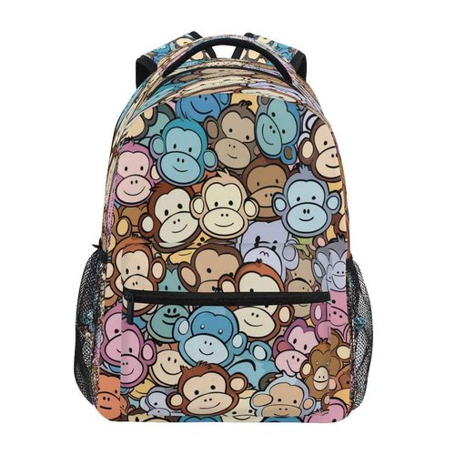 senya School Backpack Blue Brown Grey Monkey Teens Girls Boys Bookbags Travel Schoolbag