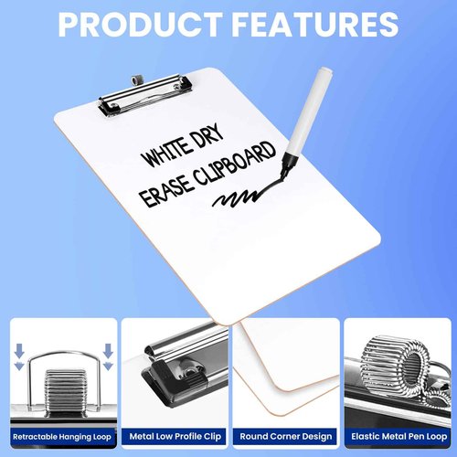 Juvealoe Dry Erase Clipboard with Pen Holder, 8.5 x 11 Double-Sided White Boards for Classroom, Teacher, Students, Kid. Size 9 x 12.5 in, School & Home Supply(Pack of 20)