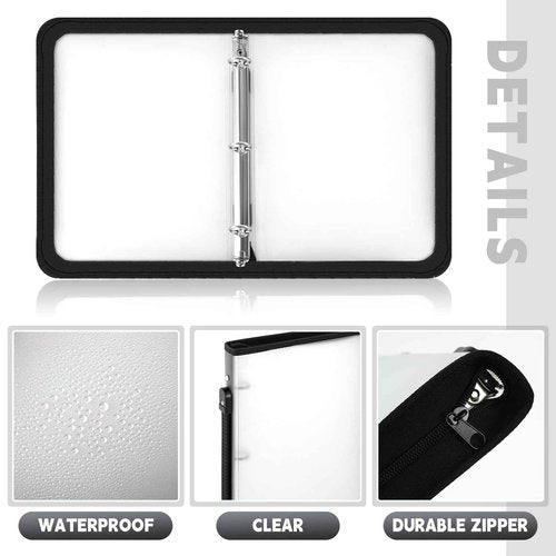 Teling 8 Pcs Zipper Binders with 3 Ring Zipper Binder, Refillable Plastic Clear File Organizer Planner for Projects, Assignments, Memos, School Work (1 Inch,White)