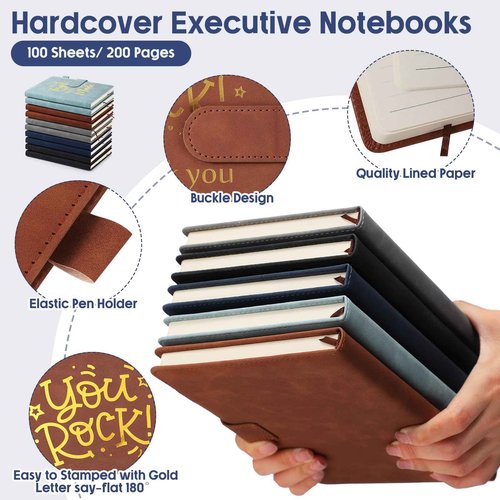 Fulmoon 10 Pcs Christmas Employee Appreciation Gifts Bulk Inspirational Thank You Notebook A5 Leather Notebooks for Coworker Team Staff Volunteer Assistant Social Worker Office Supplies(Classic)