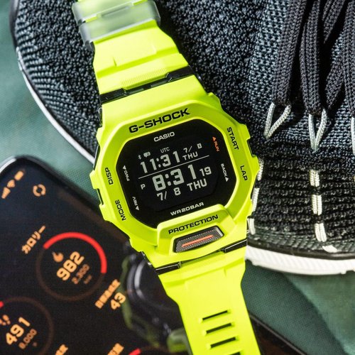 Casio G-Shock G-Squad Move Fitness Watch - Digital Connected, Lime Green Resin Strap, GBD200-9
