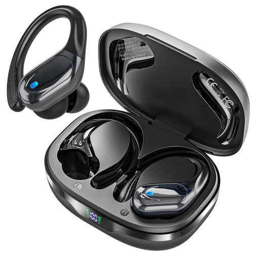 HAOYUYAN Wireless Earbuds, Sports Bluetooth Headphones, 80Hrs Playtime Ear Buds with LED Power Display, Noise Canceling Headset, IPX7 Waterproof Earphones for Workout/Running Black