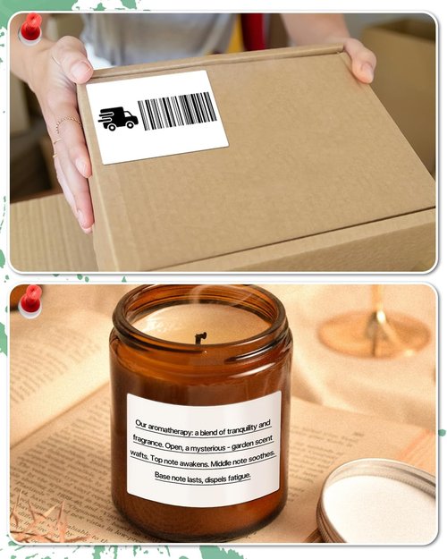 Rectangle Thermal Label Stickers - Self-Adhesive 3" x 2" Labels | Compatible with Thermal Printers, 500 Labels/Roll, White