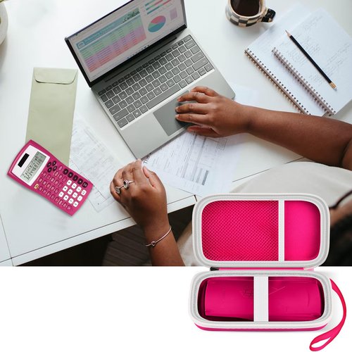 Case Only Compatible with Texas Instruments TI-30XIIS Scientific Calculator, Travel Office Calculators Storage Holder Bag with Extra Mesh Pocket for Pens, USB Cables and Accessories - (Red)