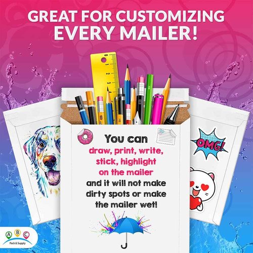ABC Rigid Mailers, 12.75 x 15 inch. Pack of 25 White Self-Sealing Cardboard Envelopes. 550 GSM Stay Flat Photo Shipping Cardboard Mailer Envelope. Stay Flat Mailers for CD, Photos, Documents
