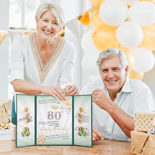 TIACABO Green Gold Birthday Party Decorations,18" x 12" Creative Birthday Decorations Guest Sign in Book Alternative, for Men and Women of All Ages, Happy Birthday Party Supplies