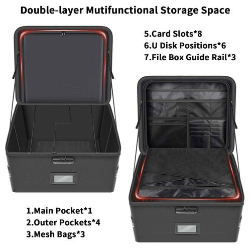 5200°F Upgraded Fireproof Document Box & Fireproof Expanding File Folder, 2 Layer File Cabinet Organizer with lock,Collapsible Water Resistant Storage for Hanging Letter/Legal Folder Home Office-60L