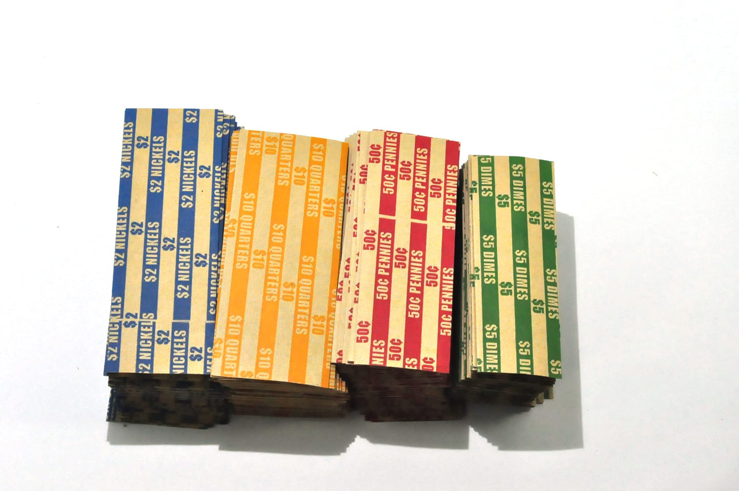 L LIKED 300 Assorted Flat Striped Coin Wrappers, 75 of Each Pennies, Nickels, Dimes and Quarters