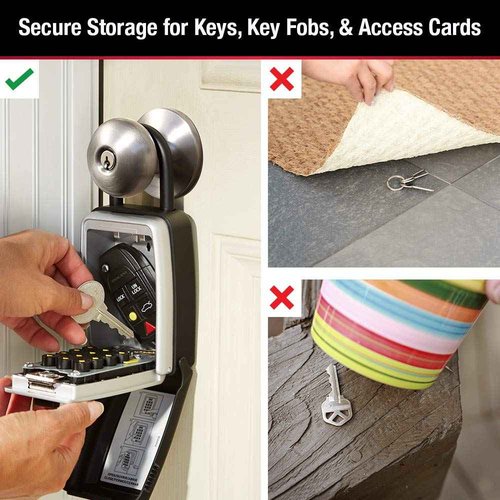 Master Lock Black Outdoor Key Lock Box with Push Buttons to Hide a Key, Easily Set, Share, and Change Combination for Tenants, Guests, Clients, Move Between Listings, 5422E