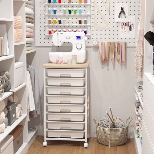 LABUK Rolling Storage Cart with Drawers Utility Cart Plastic Organizers for Classroom Dorm Office Bathroom, Makeup Palettes, Cosmetics, Nail Polish Organizer