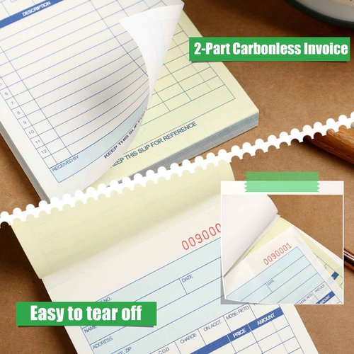 Lincia 34 Pads Sales Order Books 2 Part Carbonless (White/Canary Yellow) Receipt with Carbon Copies Cover Receipt Form Invoice 50 Sets Per Book (4.18 x 7.2 Inch/ 10.6 x 18.3 Cm)