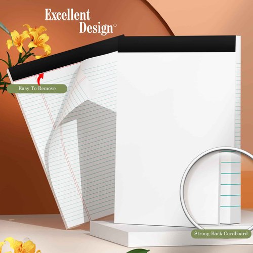 PINJINGPRO 24 Pack White Legal Pads 8.5 x 11 Writing Note Pads College Ruled Writing Pads 8.5 x 11, Lined Paper Pads, 30 Sheet/Notepad, 38 Lines Perforated Notepads 8.5 x 11'' for School, Home, Office
