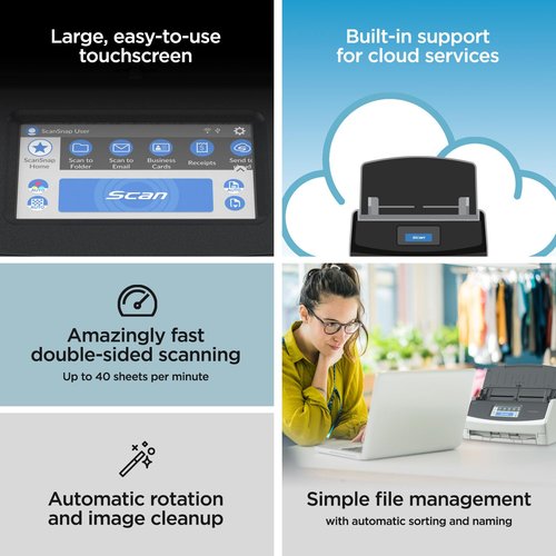 ScanSnap iX1600 Receipt Edition Color Duplex Invoice Document Scanner for Mac and PC Works with QuickBooks Online, Black
