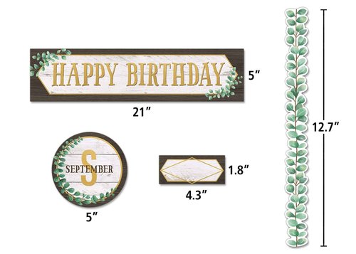 Teacher Created Resources Eucalyptus Happy Birthday Bulletin Board Set (Pack of 2)