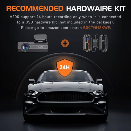 Dash Cam, 2.5K Dash Camera for Cars, V200 WiFi Dash Cam Front, Wireless Dashcam with App, WDR Night Vision, G-Sensor Dashcams for Cars, 24H Parking Mode, Loop Recording, Support 256GB Max