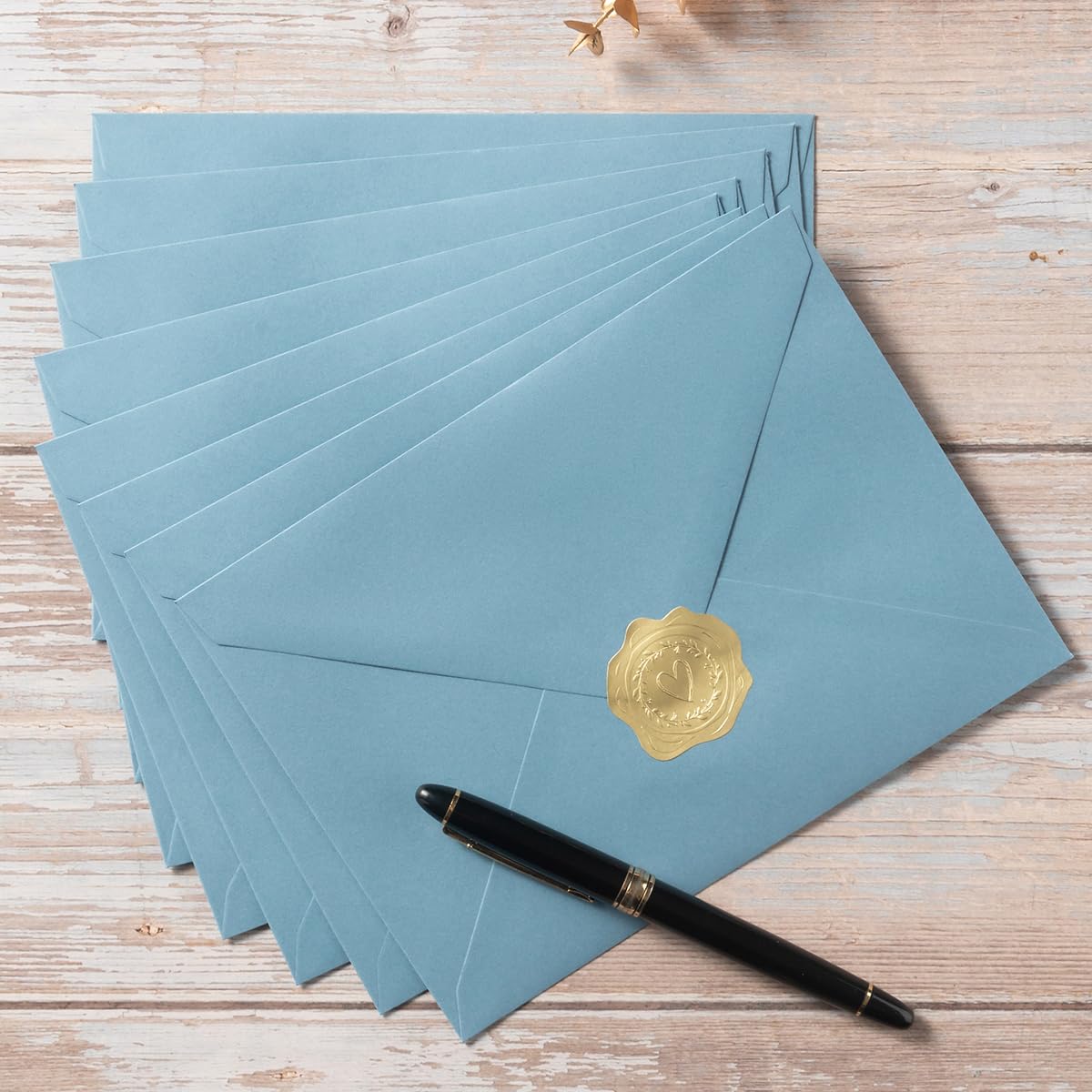 50 Pack A6 Envelopes with Stickers Dusty-Blue, 6 1/2 x 4 3/4 Inches