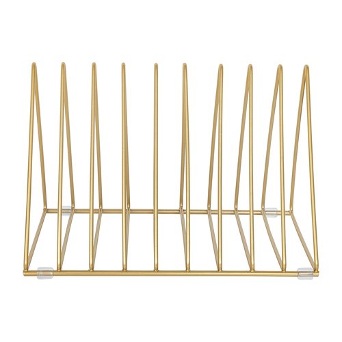 Martha Stewart Ryder Gold Mesh Metal 9 Slot Triangle Magazine File Holder, Desktop Organizer Sorter
