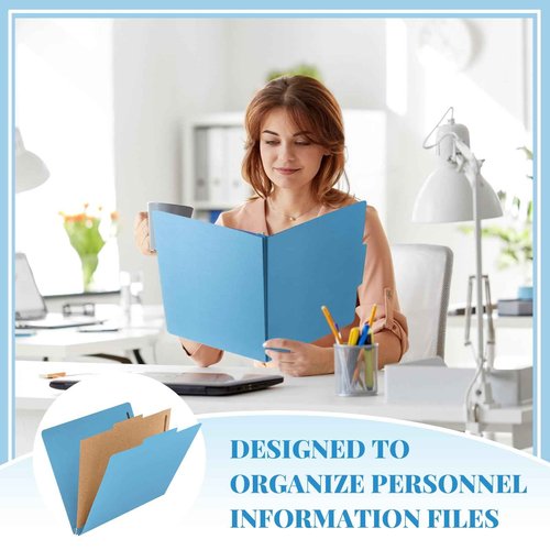 Skyygemm 12 Pack Classification File Folders Bulk with Divider and 2" Expansion, Pressboard Folder with 2 Prong Fasteners for Employee Records Medical Charts Office Document Organization(Blue)