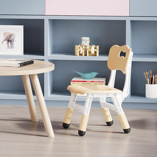 Skiennix Adjustable Kids Chairs - 3-Level Height Toddler Chairs with Non-Slip Base | Stackable Design for Ages 2-8, Natural Finish