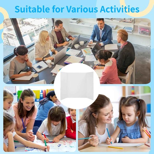 24 Pcs Trifold Poster Boards, 24×16" Tri Fold Display Boards, Thick Presentation Cardboards, White Blank Exhibition Display Paperboards, Corrugated Project Boards for Science Fairs