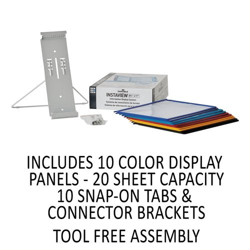 Durable 561200 InstaView Expandable Desktop Reference System with Assorted Borders, 10 Panels