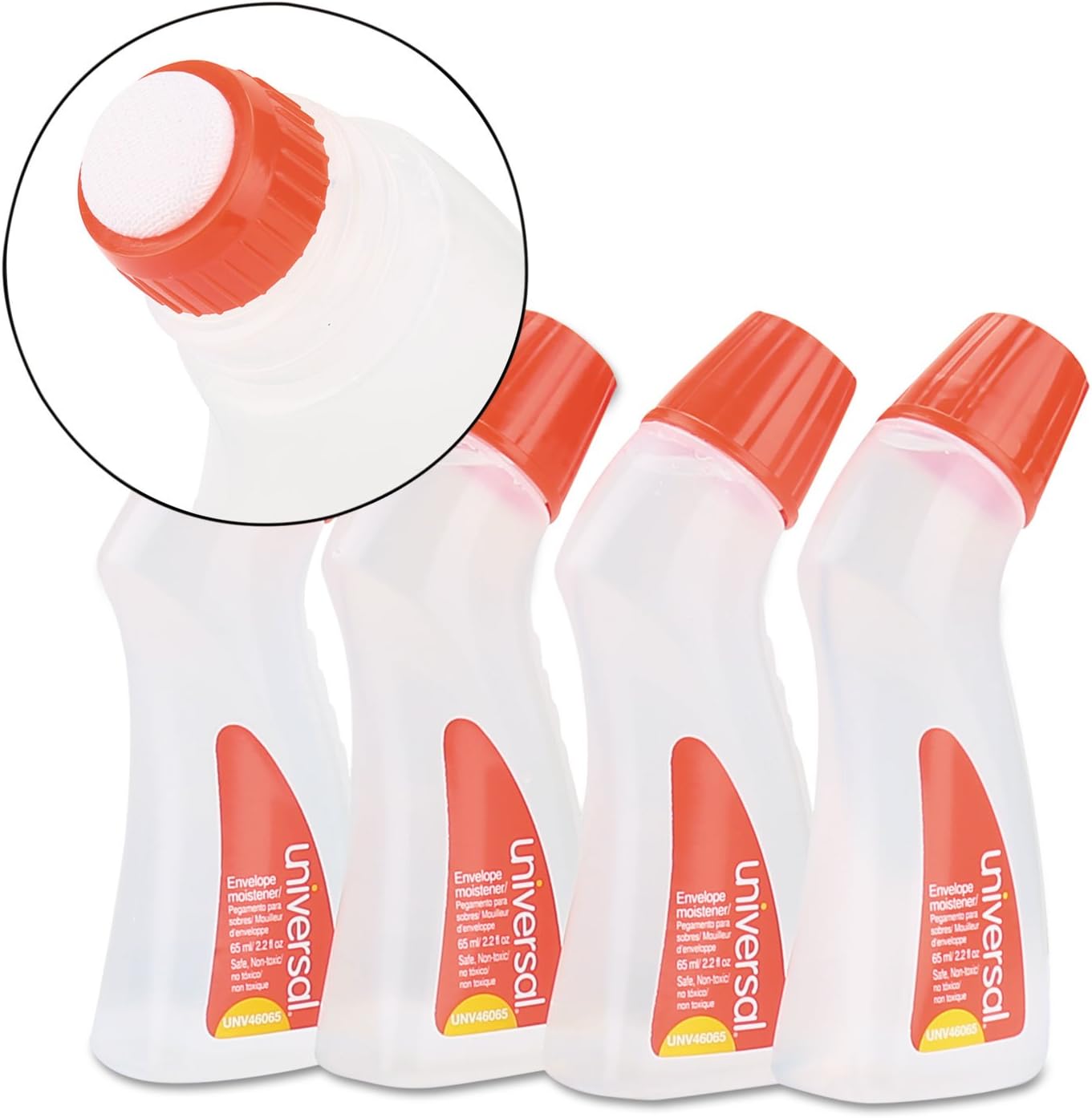 Universal 46065VP Envelope Moistener - Clear Adhesive Solution, 2.2 oz Bottle, 4-Pack