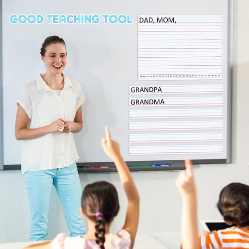 Lincia 12 Pcs Magnetic Sentence Strips Set Include 2 Jumbo 17' x 22' Magnetic Dry Erase Board with Lines 10 24' x 2. 4' Dry Erase Board with Lines Sentence Strips for Teachers Teaching Supplies