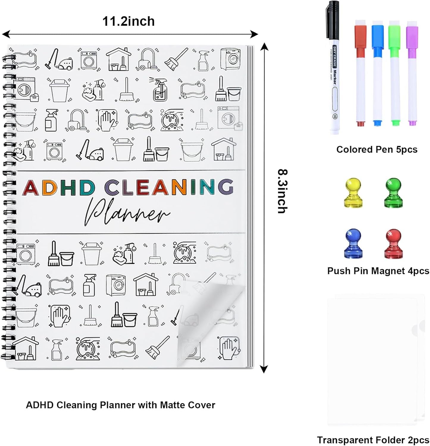 Skiennix Cleaning Planner - Daily & Weekly Household Schedule Organizer | Editable Chore Chart Notebook