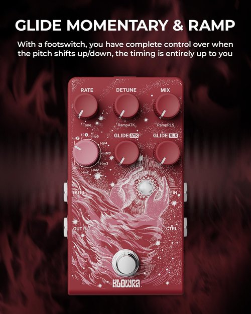 Klowra Vein Pitch-Shifter Guitar Effects Pedal with 17 Pitch Drop Modes,Microtonal Precision,Analog Dry Through,True Stereo,CTRL Input
