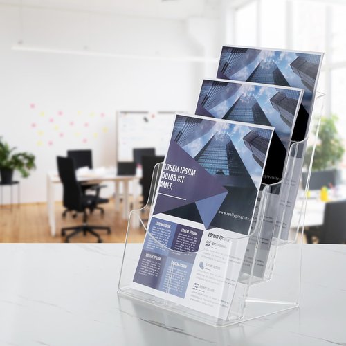 Viymgit Acrylic Brochure Holder 8.5 x 11 inches, 3 Tier Clear Plastic Flyer Holder Display Stand, Wall Mount/Countertop Literature Organizer for Documents, Pamphlets, Booklets, and Menu